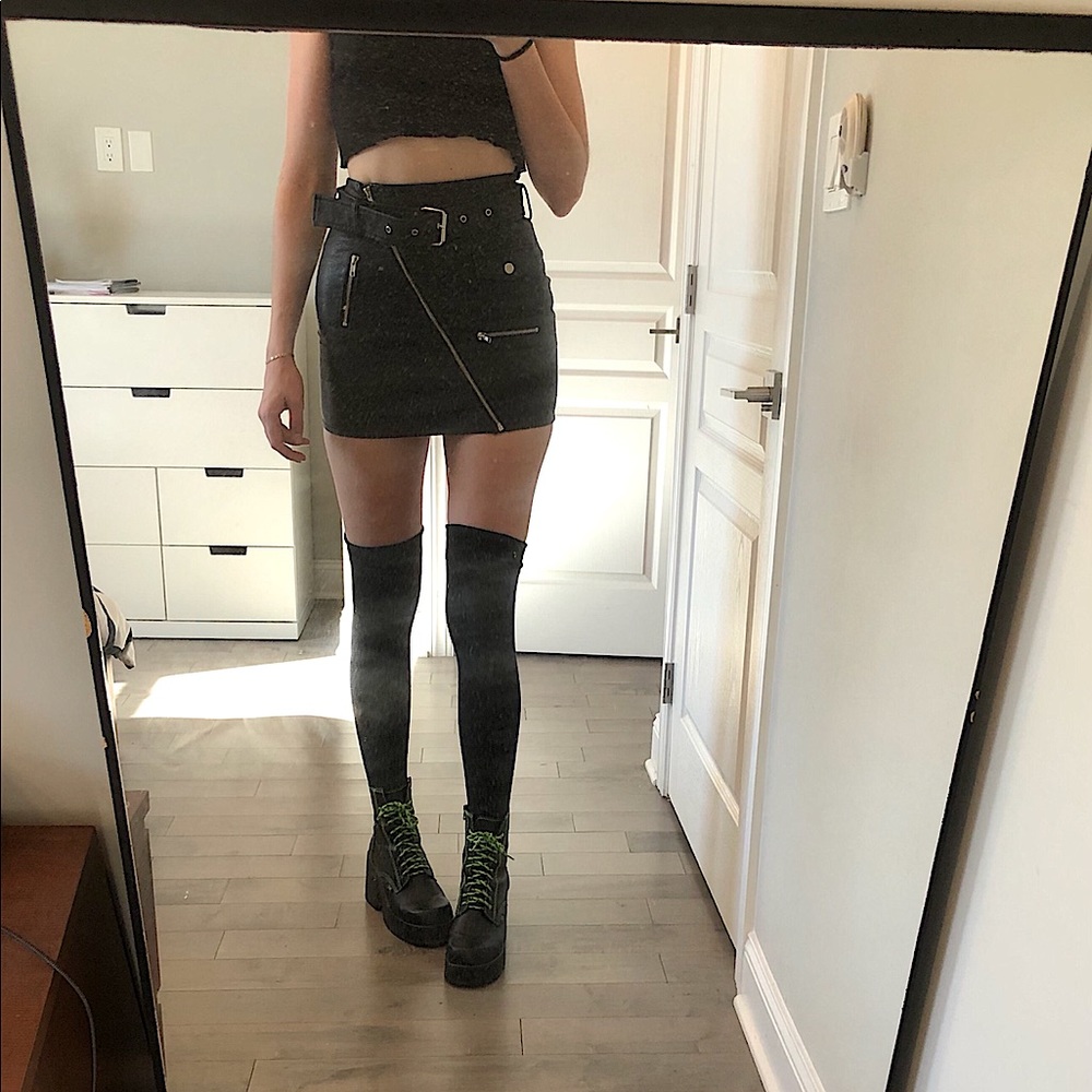 I AM GIA Asymmetrical Zip Vegan Leather Miniskirt